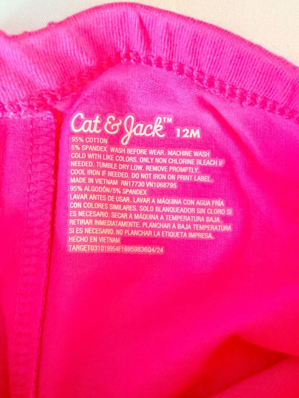 Cat & Jack Toddler Leggings 12M Pink Tough Knee Cotton Durable Stretch New